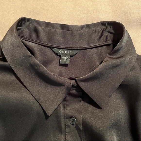 Women’s Guess black satin long sleeve blouse - Picture 2 of 10